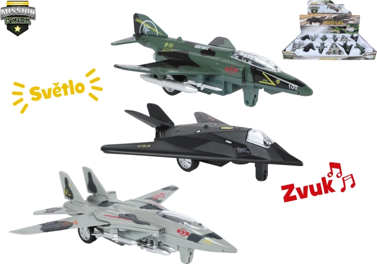 Militärflugzeug Mission Control 15,5 cm mit Licht, Sound und Rückzugmechanismus