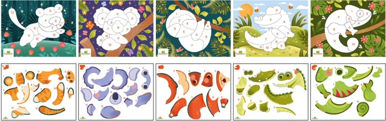 Pockets Sticker nach Zahlen – geheimnisvolle Tiere