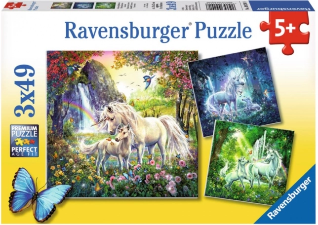 RAVENSBURGER Puzzle Wunderschöne Einhörner 3x49 Teile