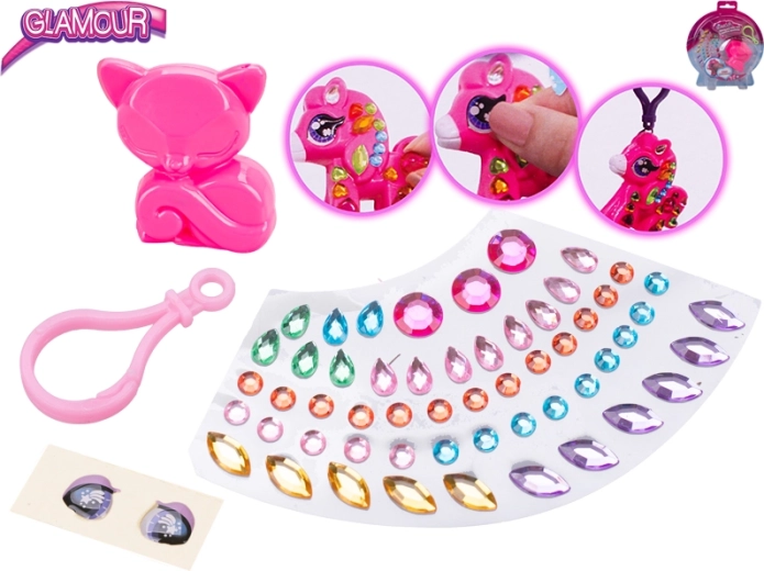 Kreatives Glamour-Set zum Verzieren eines Schlüsselanhängers – Tierfigur mit Steinchen