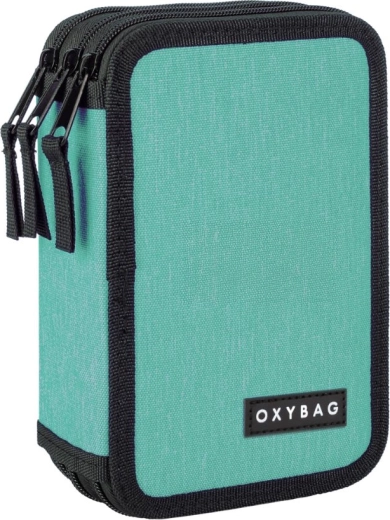 Unicolor Federmäppchen, dreistöckig, mint, leer