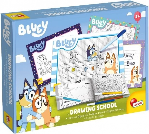 Zeichenschule BLUEY – Kreativset mit Arbeitsheft und 4 abwischbaren Tafeln