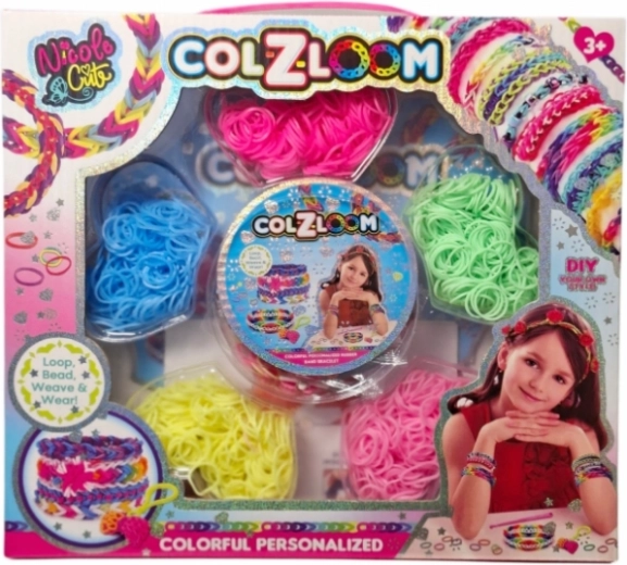 Kreativset aus bunten Gummibändern zur Herstellung von Armbändern