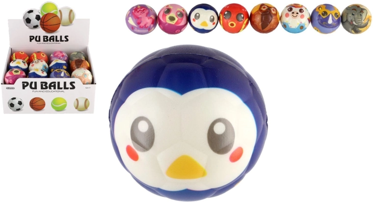Schaumstoffball mit Tiermotiv 6 cm, Farbmix