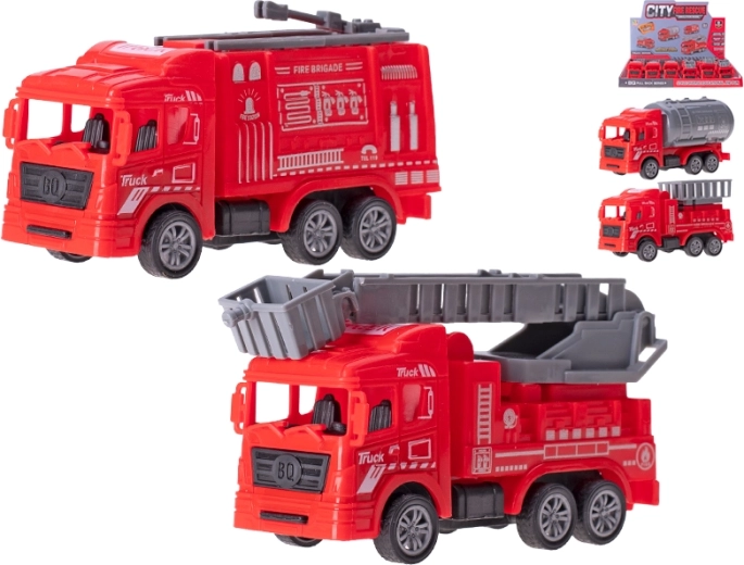 Feuerwehrautos 11–12 cm mit Rückziehmotor – 4 Varianten