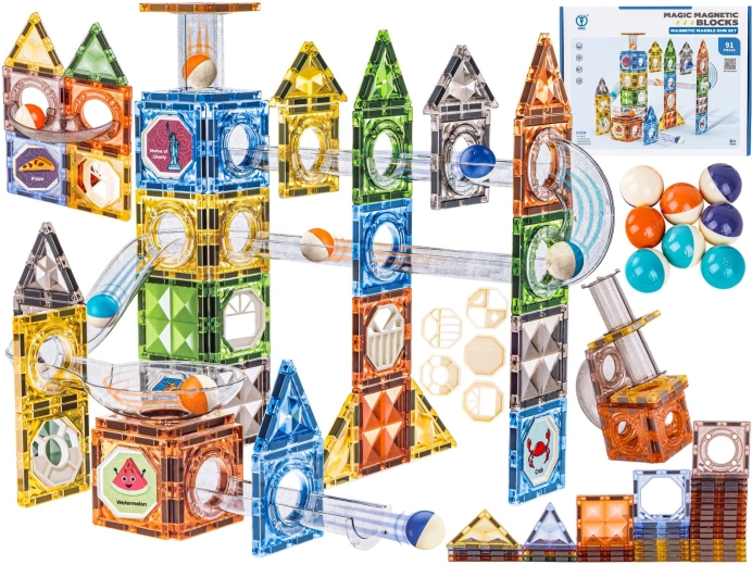 Magnetisches Konstruktionsset – Kugelbahn 91 Teile