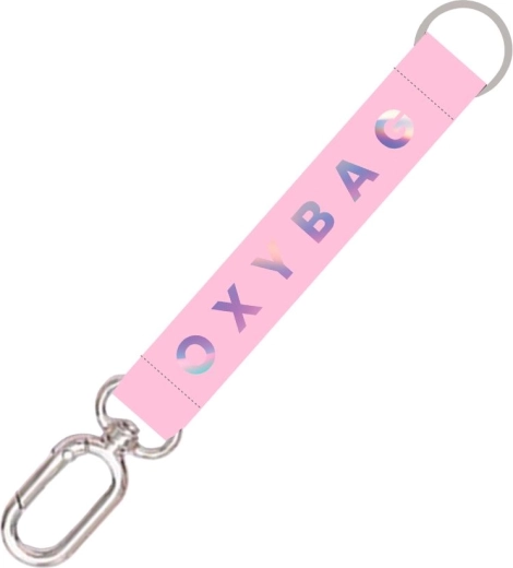 Kurzer Schlüsselanhänger mit Karabiner Holographic Pink
