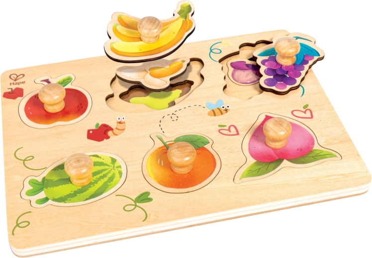 Hape Holzschichtenpuzzle Obst mit Griffen