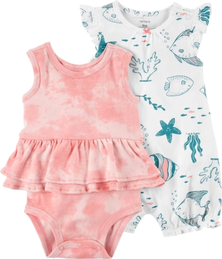 Carter’s 2-teiliges Sommer-Set für Mädchen – ärmelloser Body und Kurzarm-Strampler Ivory Ocean