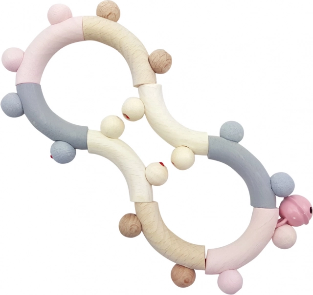 Hess hölzernes motorisches Rasselspielzeug rosa