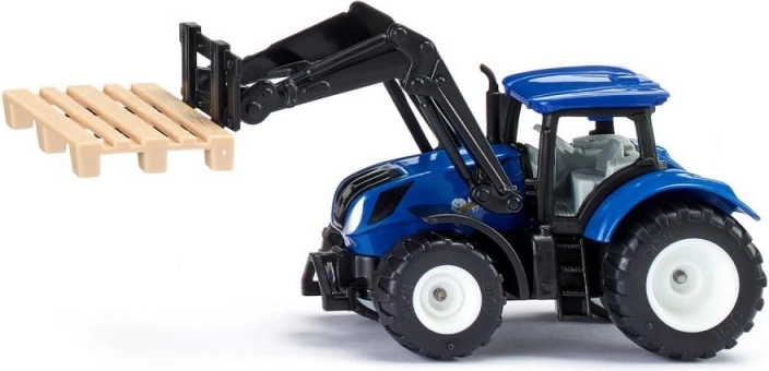 Siku Traktor New Holland mit Palettengabeln und Palette