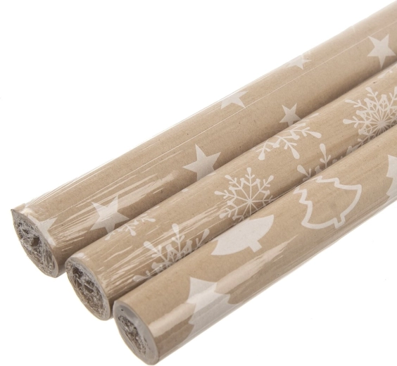 Weihnachtliches Kraft-Geschenkpapier braun 200 × 70 cm assort