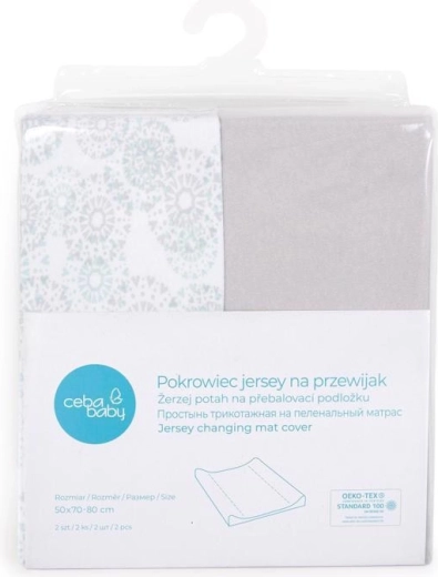 Ceba Bezug für Wickelauflage 50 × 70 cm (2 Stk.) Light Grey + Dandy