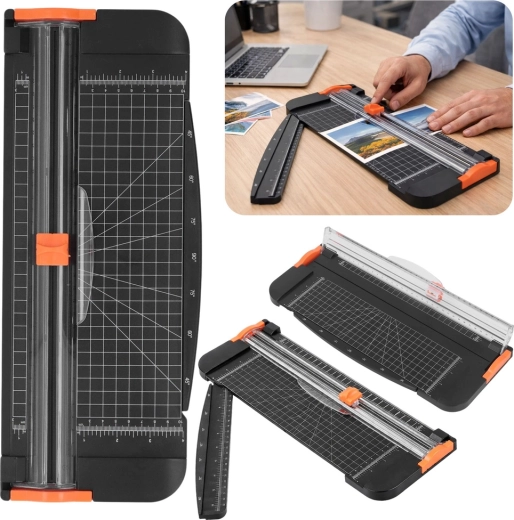 Manueller Papierschneider A3 mit Schiebemesser und ausklappbarem Lineal