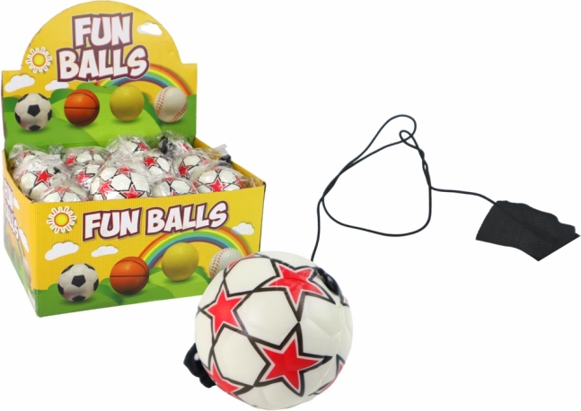 Fußball-Jojo-Ball an Gummischnur 6 cm – weiß mit Sternchen