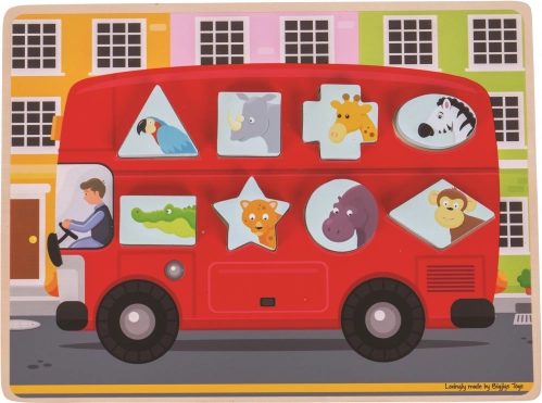 Bigjigs Toys Steckpuzzle Bus mit Tieren