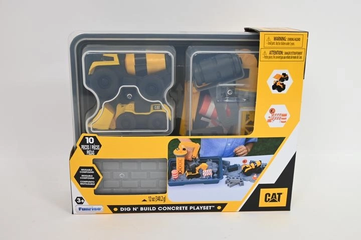 CAT Baufahrzeuge mit Modelliermasse im Koffer