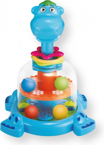 Dinosaurier mit Kugeln – farbenfrohes mechanisches Karussell für Kinder