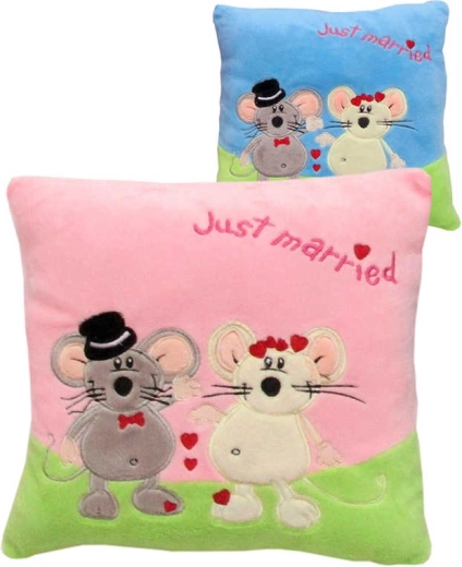 Plüschkissen Mäuschen Love Just Married 25 x 25 cm - 1 Stück