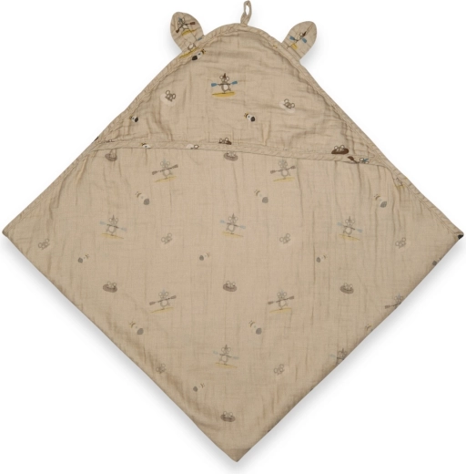 NuuRoo Danila Musselin-Babyhandtuch mit Kapuze Beige Surfer