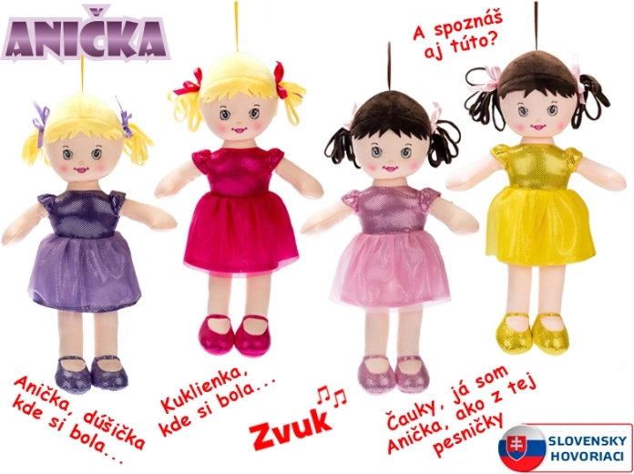 Stoffpuppe Anička 32 cm, spricht und singt auf Slowakisch