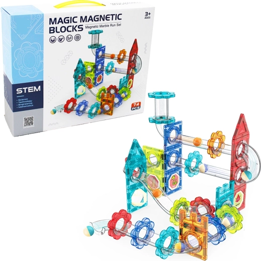 Magnetische Murmelbahn mit 74 Teilen