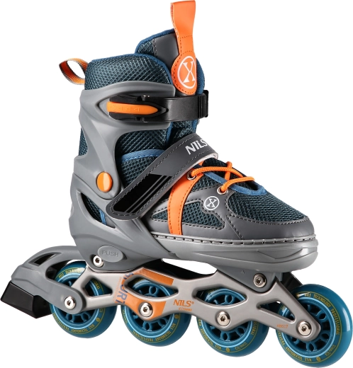 Inline-Skates NILS Extreme grau‑orange, verstellbar – S (31–34)