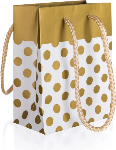 Geschenktasche mit goldenen Punkten S 11 × 14 × 6 cm
