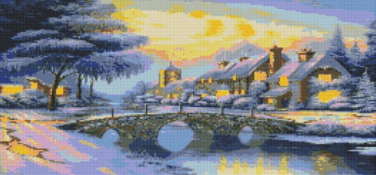 Diamantmalerei Verschneite Brücke 80 × 40 cm