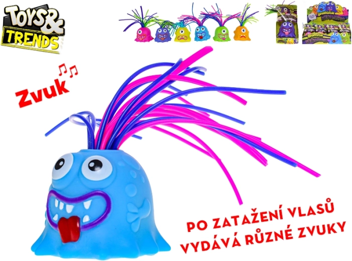 Interaktives Monsterchen Toys&Trends Brainboooom mit langen Haaren und Geräuschen, 6 cm