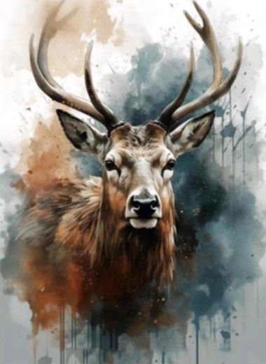 Diamantmalerei – Aquarellhirsch 30 × 40 cm