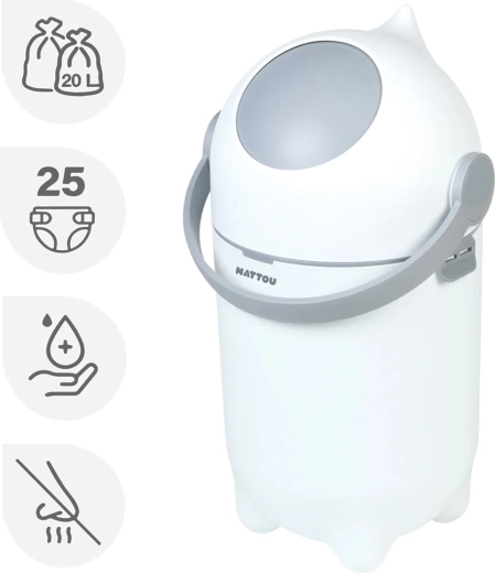 Windeleimer NATTOU Dropy White 20 l