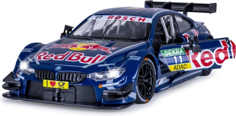 JAMARA BMW M4 DTM Metallmodell 1:24, blau, mit Beleuchtung und Sound