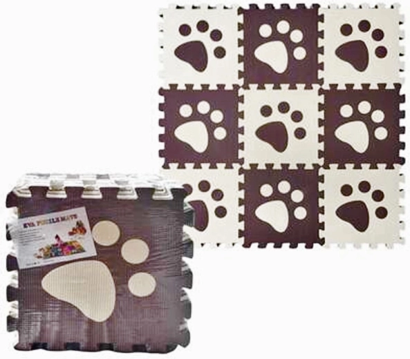 Schaumpuzzle Pfoten 30 × 30 cm, Set mit 9 Stk.