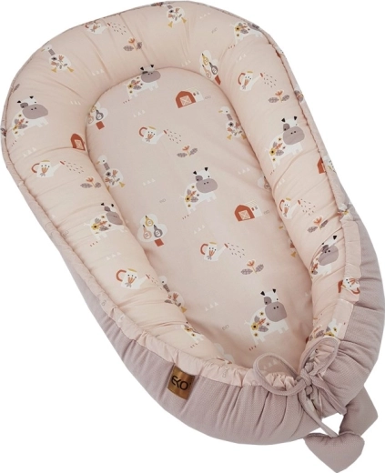 EKO Babynest Velvet My Farm, puderrosa 90 × 60 cm