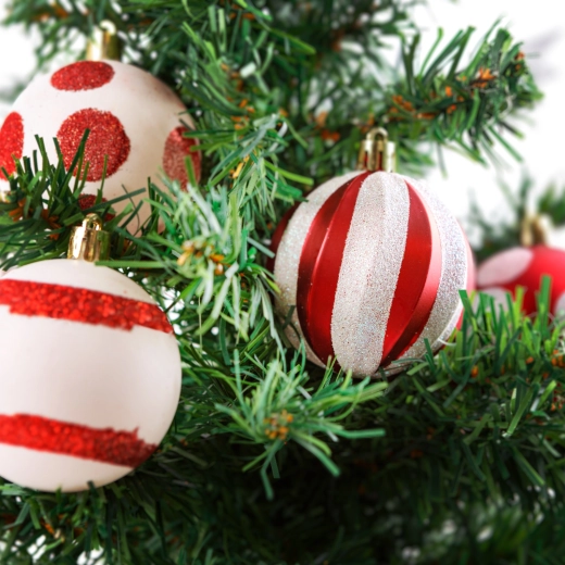 Set Weihnachtsbaumschmuck, rot und weiß, 24 Stück