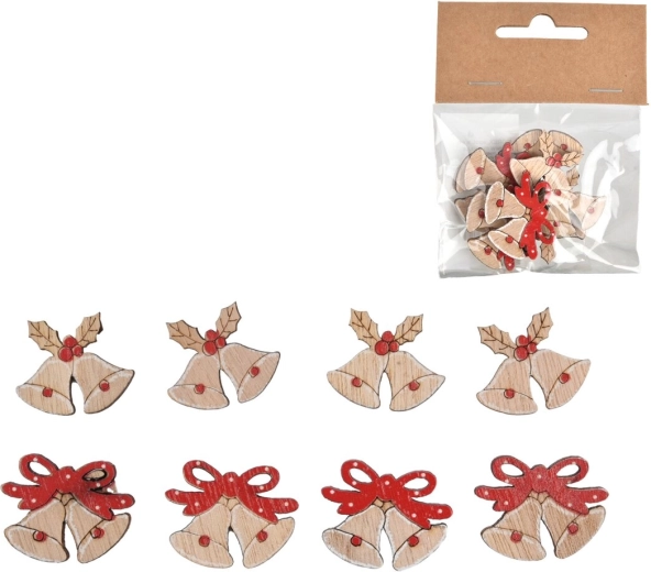 Dekorative Holzglöckchen naturbeige 3,5 cm (8 Stk.)