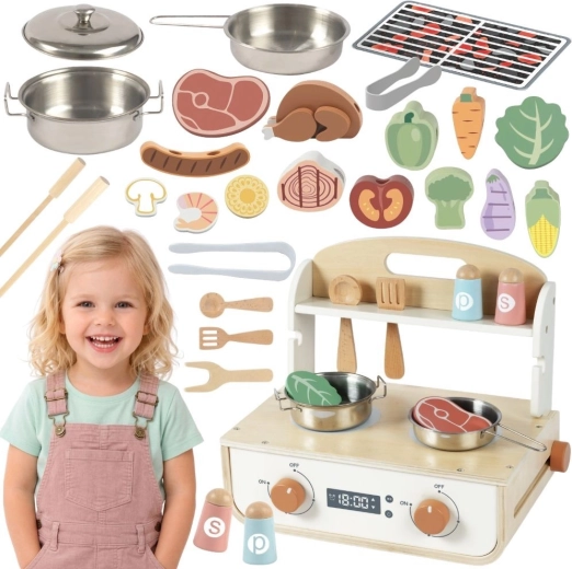 Tooky Toy Holzherd mit Grill und Zubehör