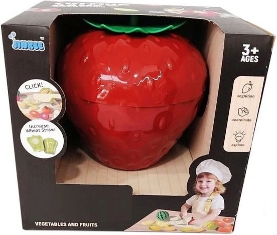 Schneide-Obst und -Gemüse im Box-Set in Erdbeerform – 14 Teile