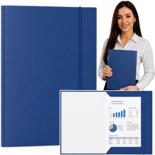 Lackierte Kartonmappe mit Gummiband A4 blau 300 g/m² – 1 Stück