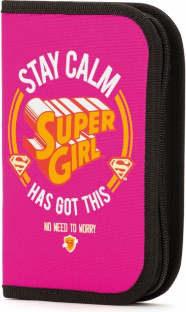 Federmäppchen Super Girl „stay calm“ – einstöckig, ohne Füllung