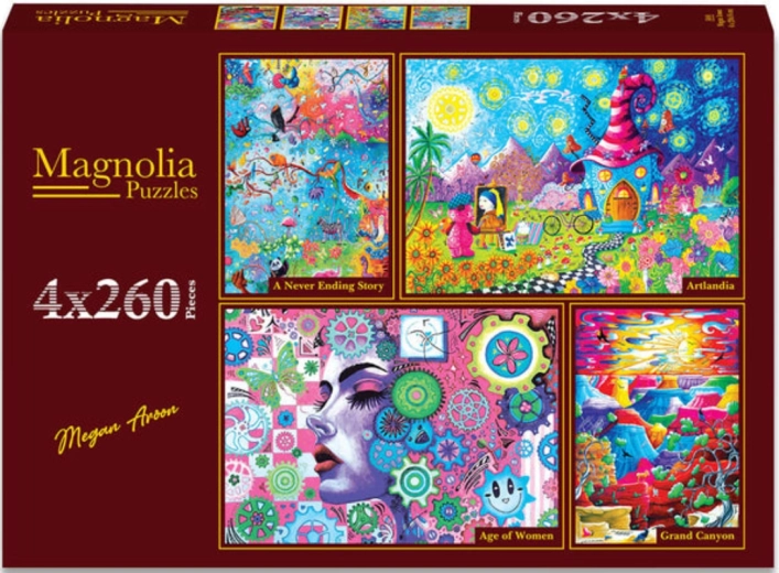Magnolia Puzzle „Unendliche Geschichte“ – Kunstwelt, Frauenpower und Grand Canyon (4×260 Teile)