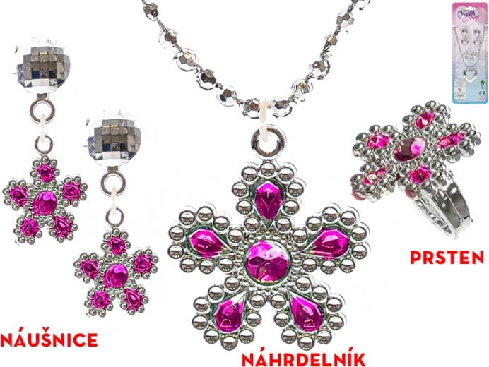 Glitzerndes Kinderschmuck-Set – Halskette und Ohrringe (Herz oder Blume)