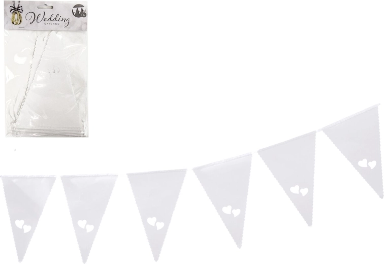 Papiergirlande weiße Herzen 3 m