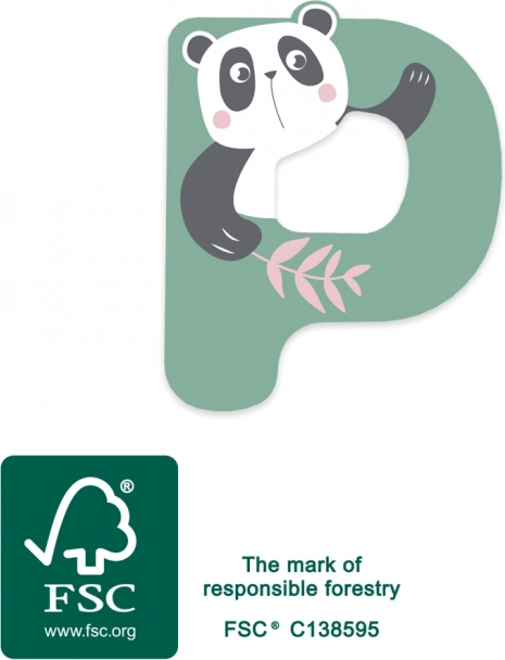 Holzbuchstabe P mit Panda