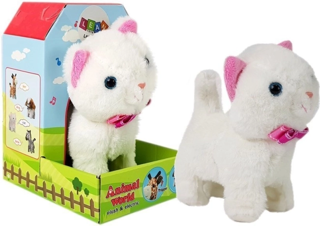 Interaktive weiße Katze mit Batterien