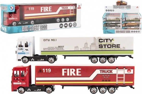 Lkw mit Anhänger – Metallkabine, Freilauf, 19 cm