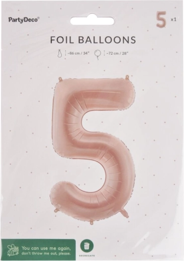 Folienballon Zahl 5 Beige 72 cm