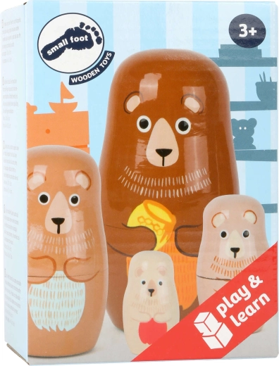 Small Foot Matroschka-Bärenfamilie mit Lackfehlern – 4 Stück