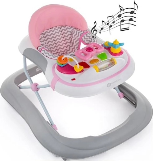 PETITE&MARS Kinderlauflernhilfe mit Sound Monty Chevron Pink